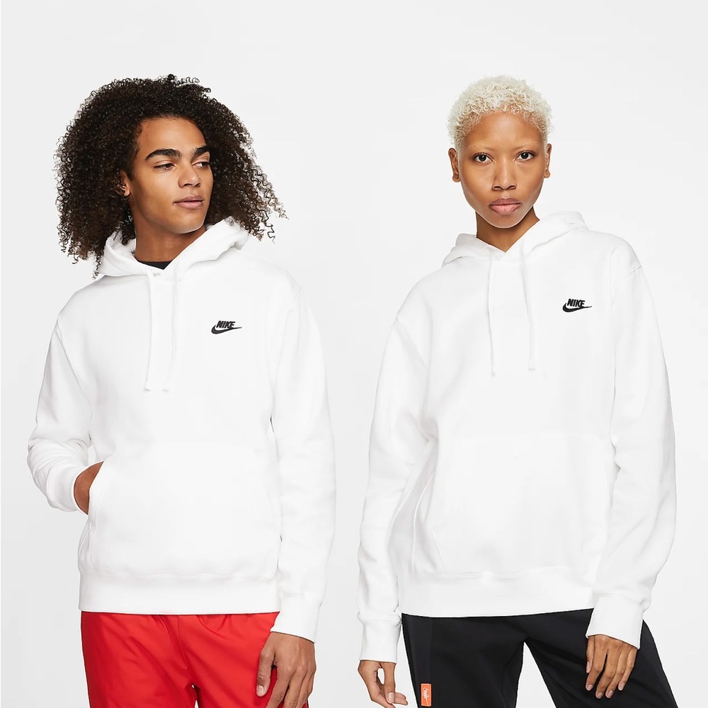 Nike fleece white hoodie